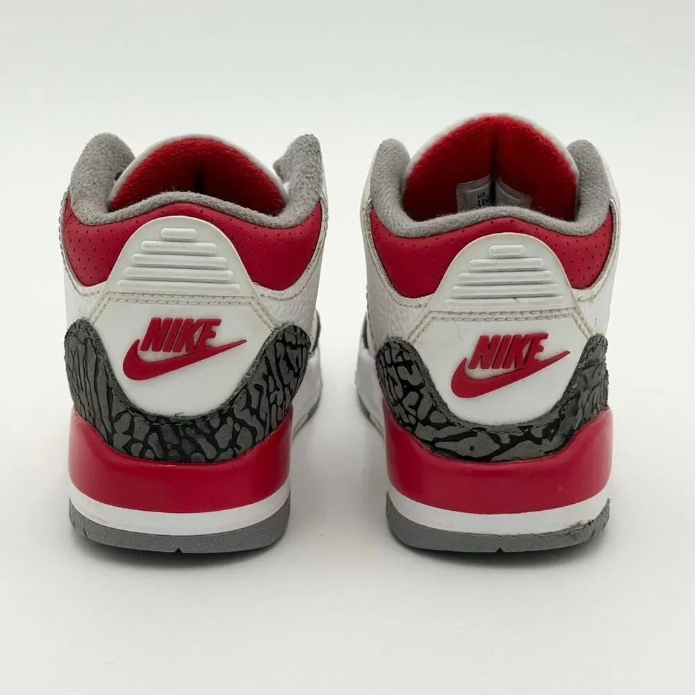 Jordan 3 Retro Fire Red 2022 High Top Lace Up Leather Sneakers - Little Kid/Todd